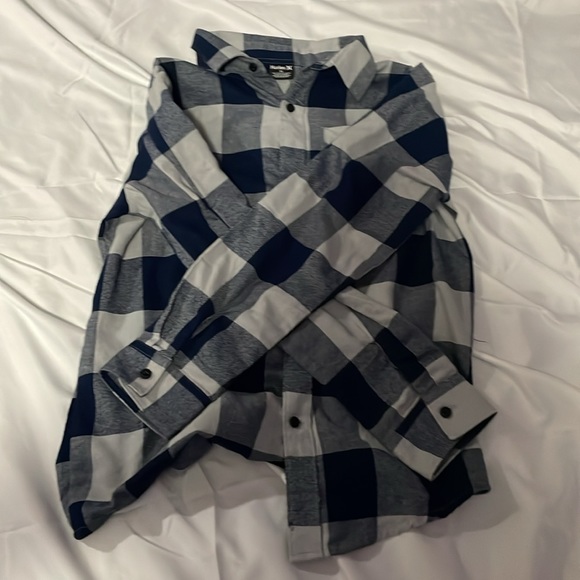 Hurley blue/light blue button flannel shirt - Picture 2 of 7